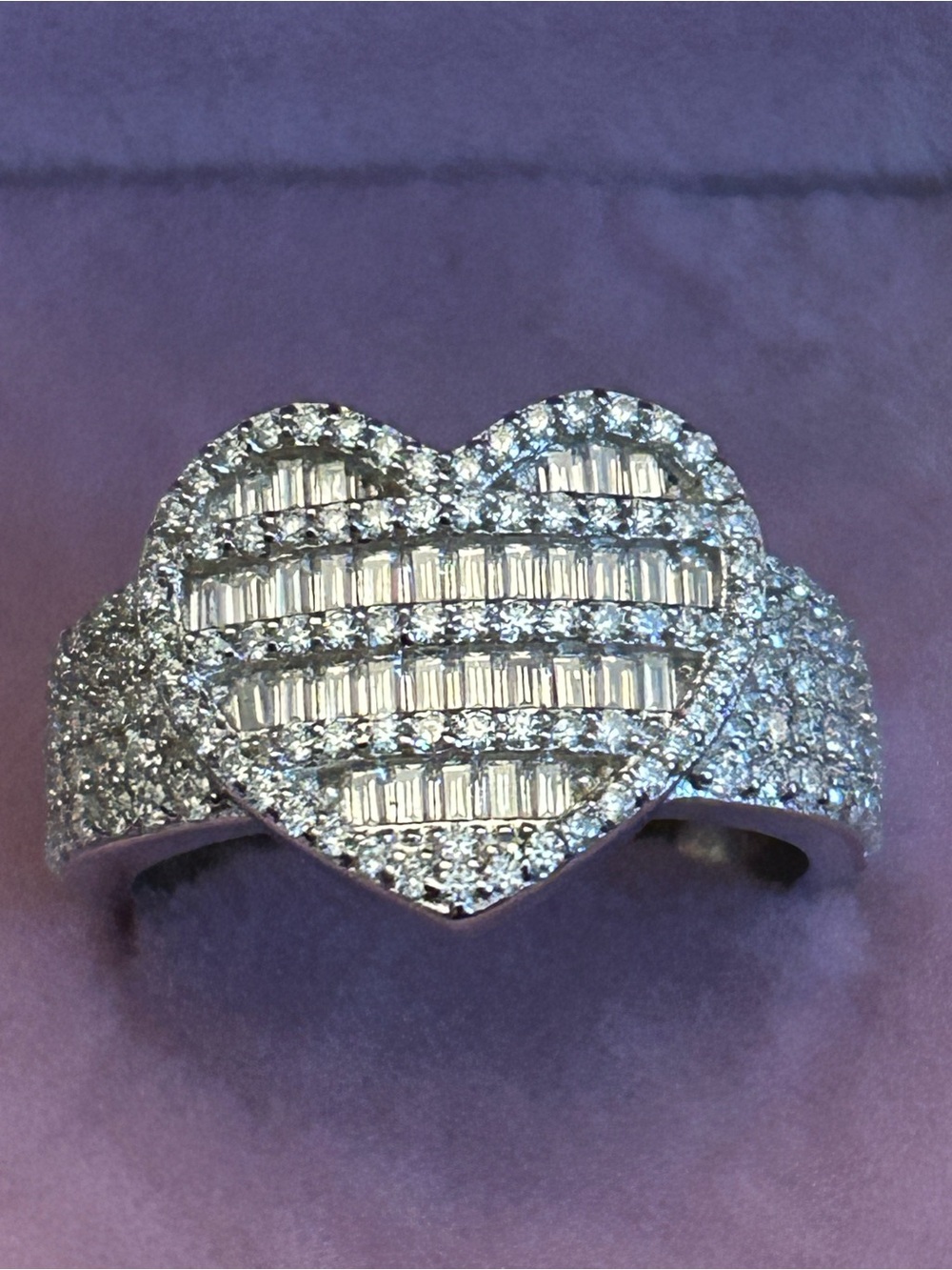 Stunning & Romantic 3.00CTW Moissanite Heart Ring w/Pave & Baguette Gems 💎 Sz 8 - Picture 13 of 14